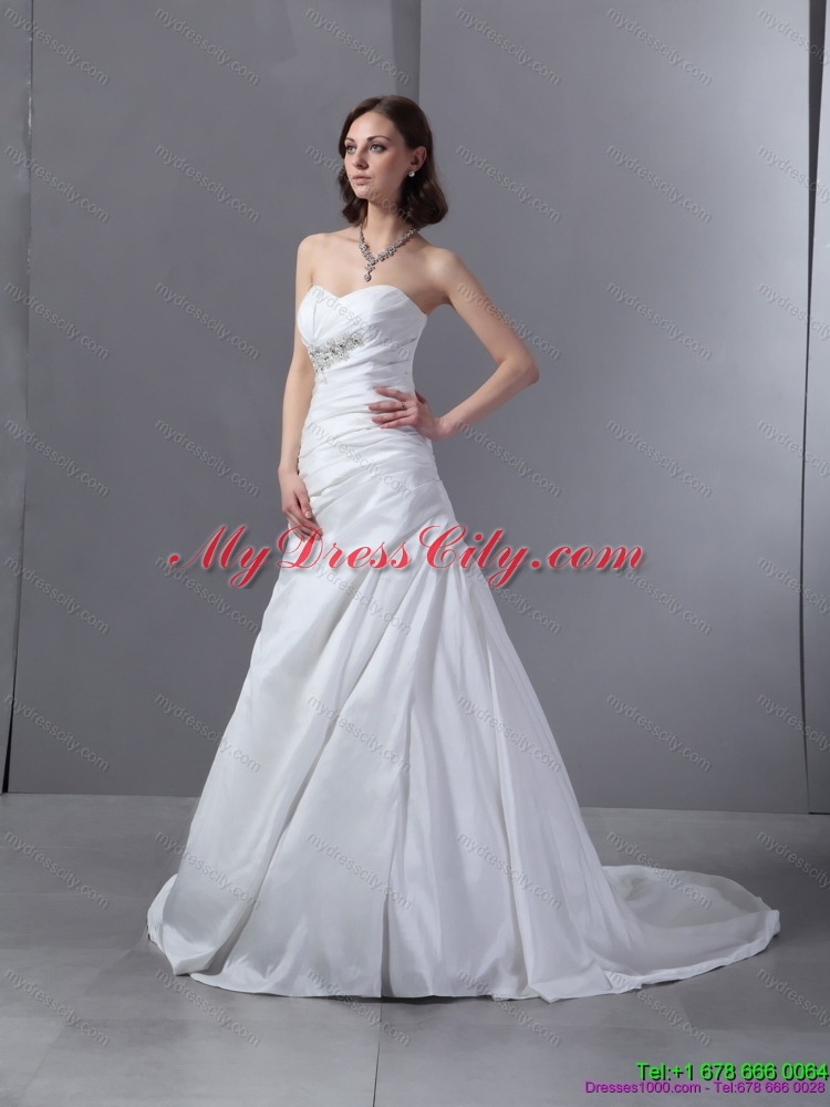 Sophisticated 2015 Sweetheart Appliques and Ruching Mermaid Wedding Dress