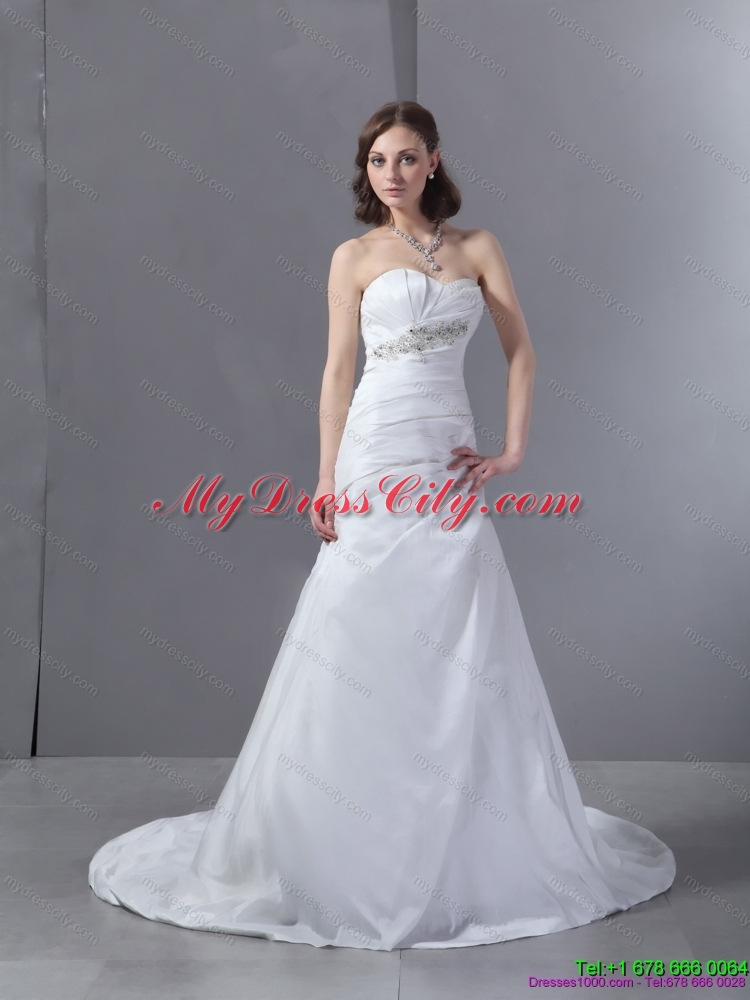 Sophisticated 2015 Sweetheart Appliques and Ruching Mermaid Wedding Dress