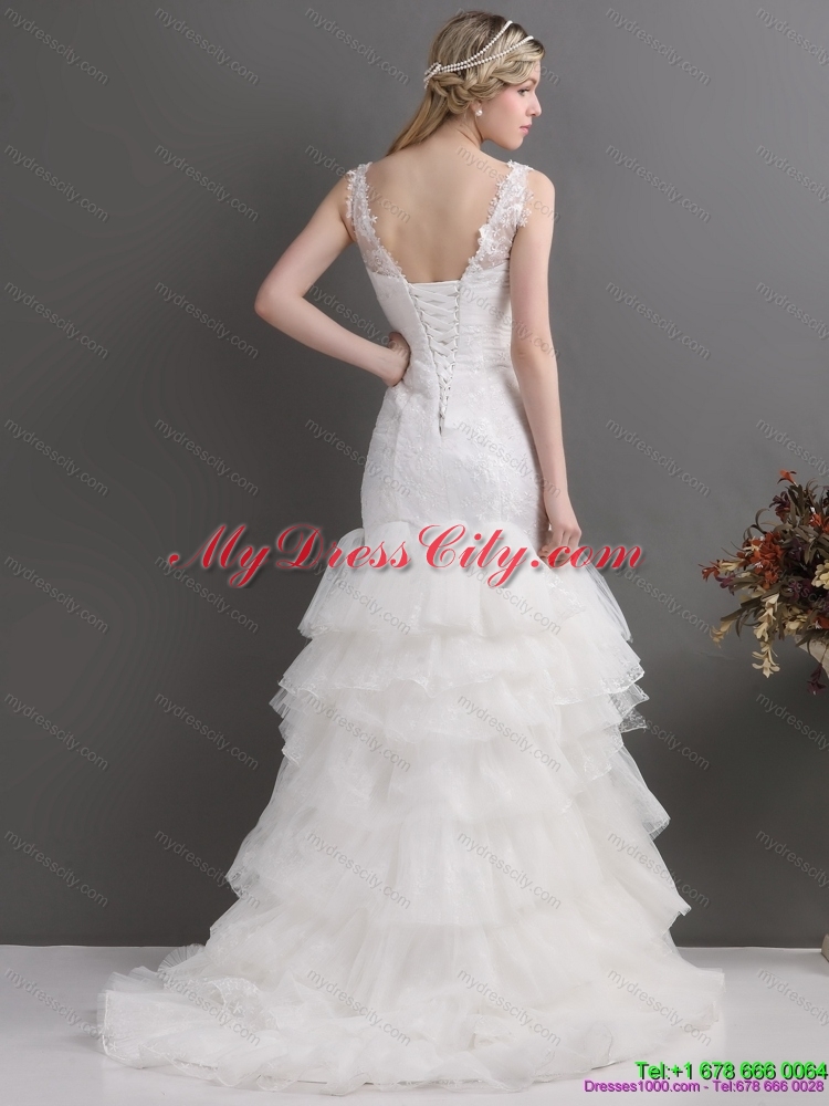 Wonderful Mermaid Wedding Dress with Lace and Ruffles for 2015