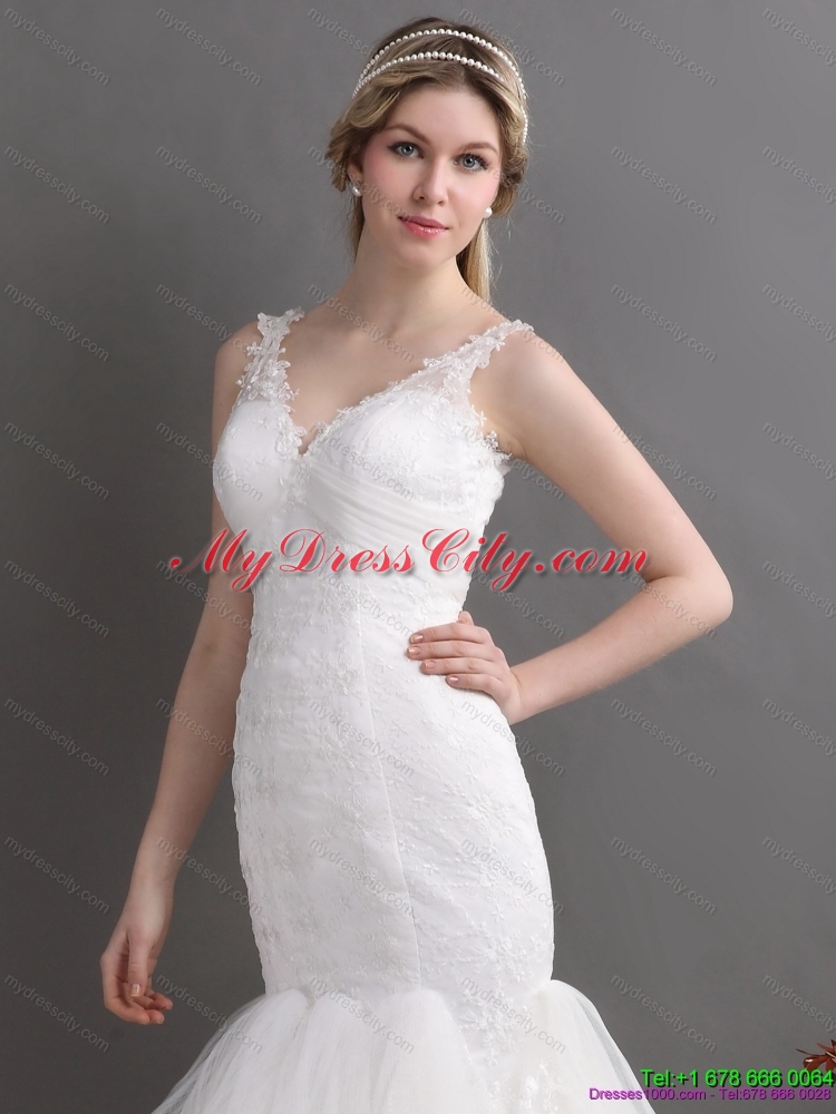 Wonderful Mermaid Wedding Dress with Lace and Ruffles for 2015