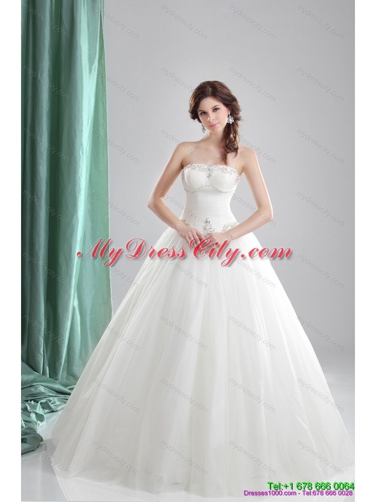 2015 Maternity Strapless Wedding Dress with Beading