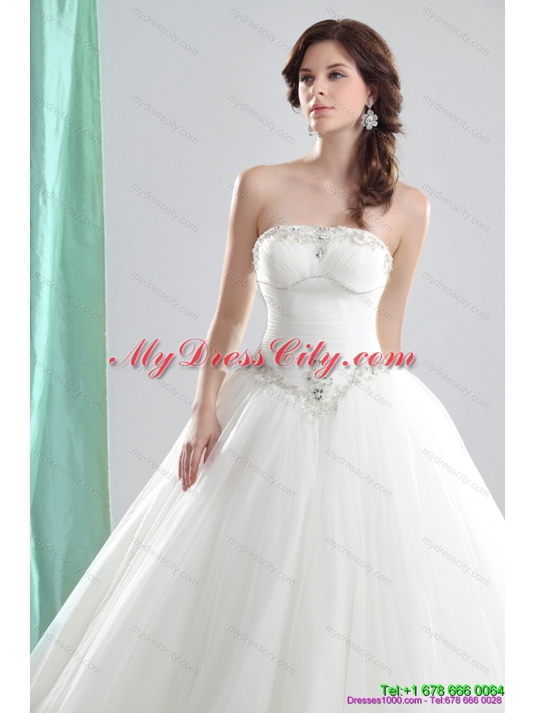 2015 Maternity Strapless Wedding Dress with Beading