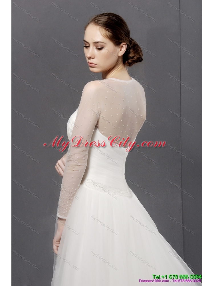 2015 Maternity Strapless A Line Wedding Dress with Lace and Ruching