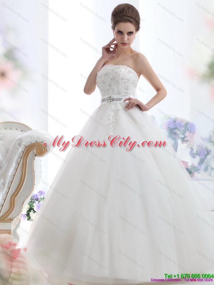 2015 Maternity Beading Wedding Dress with Brush Train