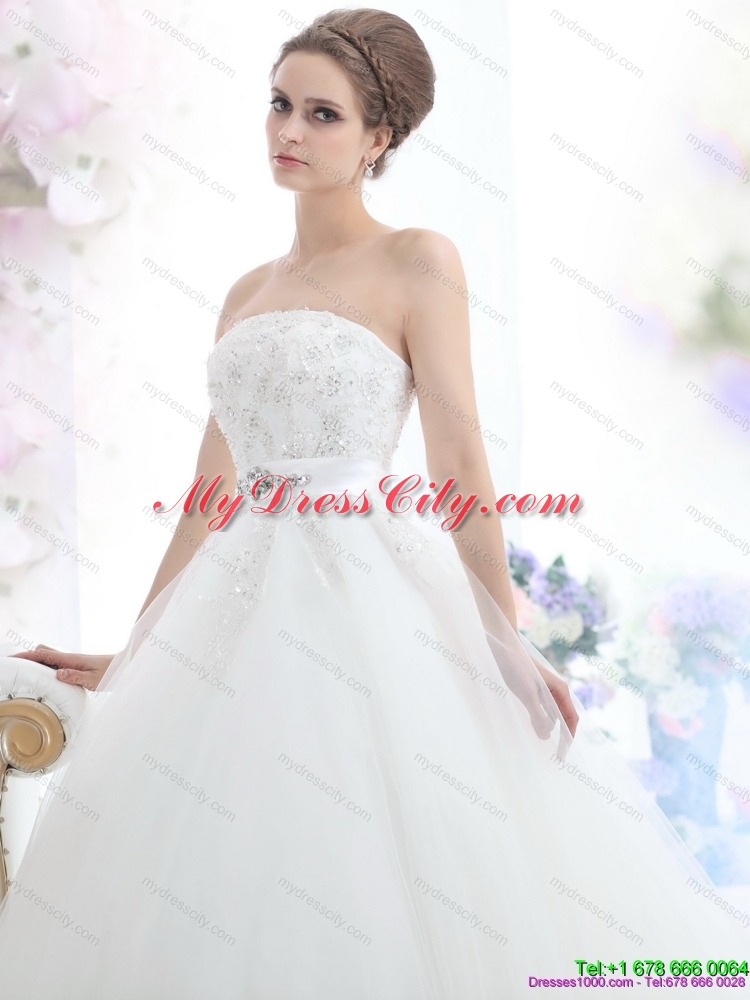 2015 Maternity Beading Wedding Dress with Brush Train