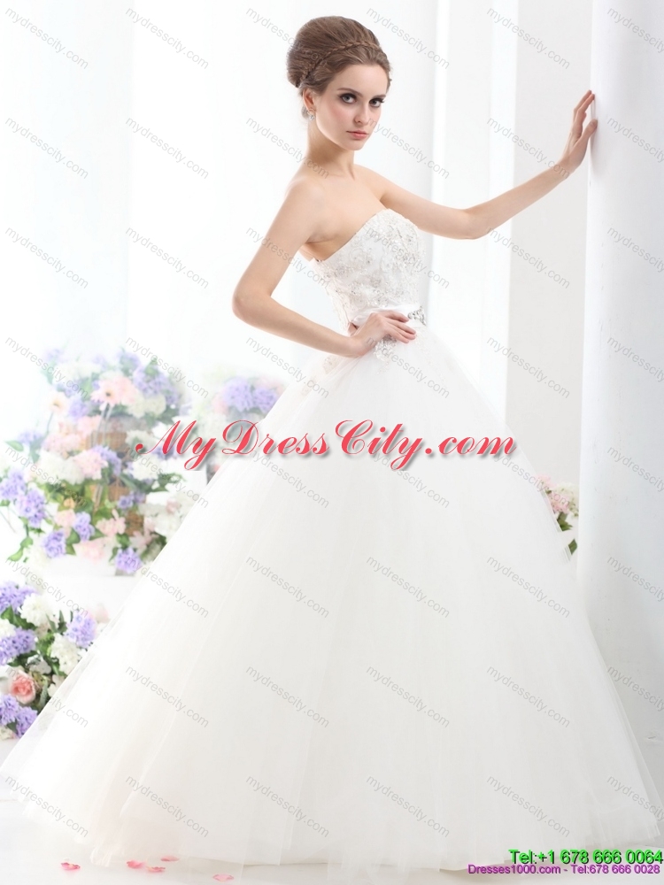 2015 Maternity Beading Wedding Dress with Brush Train