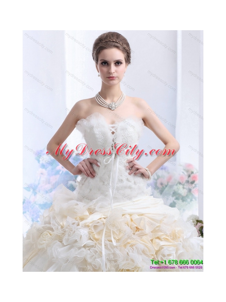 2015 Maternity Strapless Wedding Dress with Hand Made Flowers