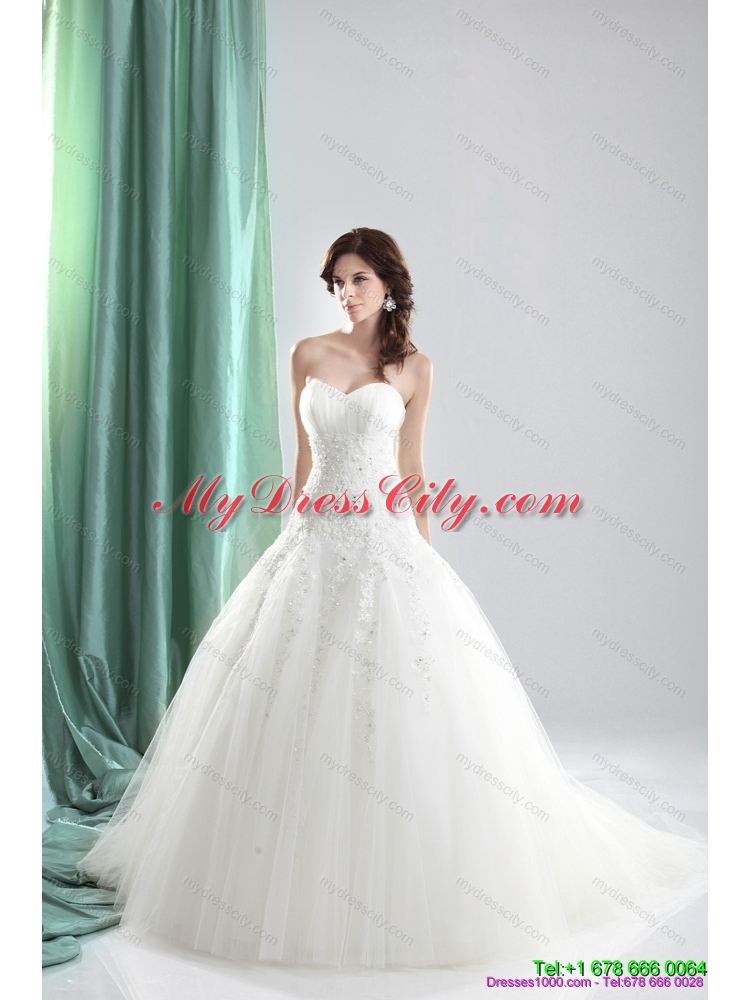 2015 Maternity A Line Wedding Dress with Appliques