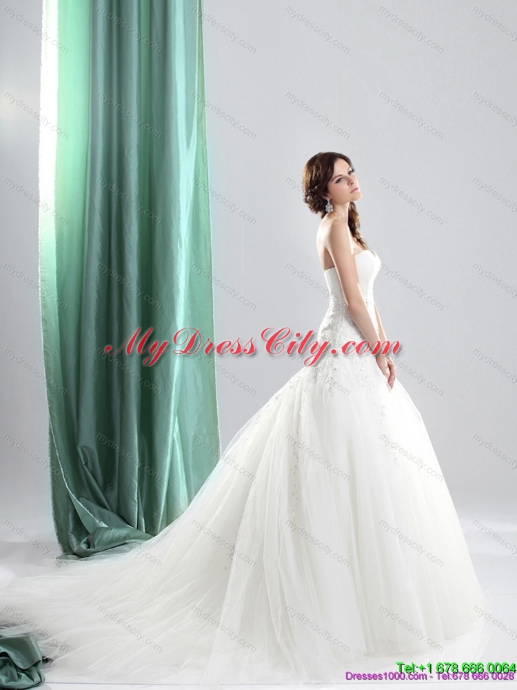 2015 Maternity A Line Wedding Dress with Appliques