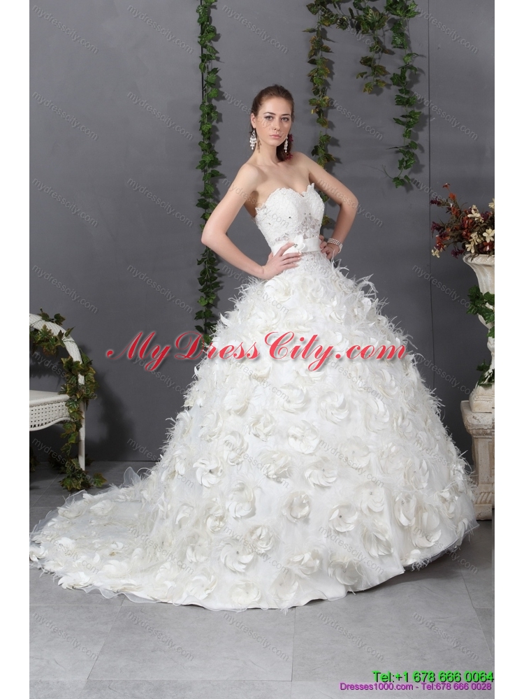 2015 Maternity Sweetheart Wedding Dress with Beading and Hand Made Flowers