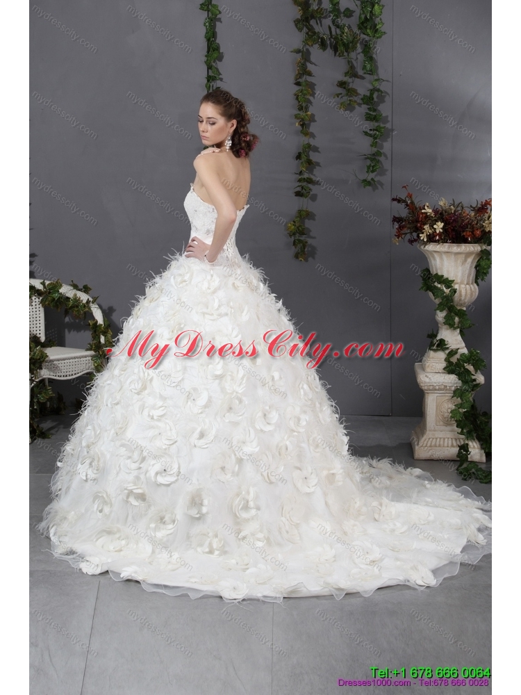 2015 Maternity Sweetheart Wedding Dress with Beading and Hand Made Flowers