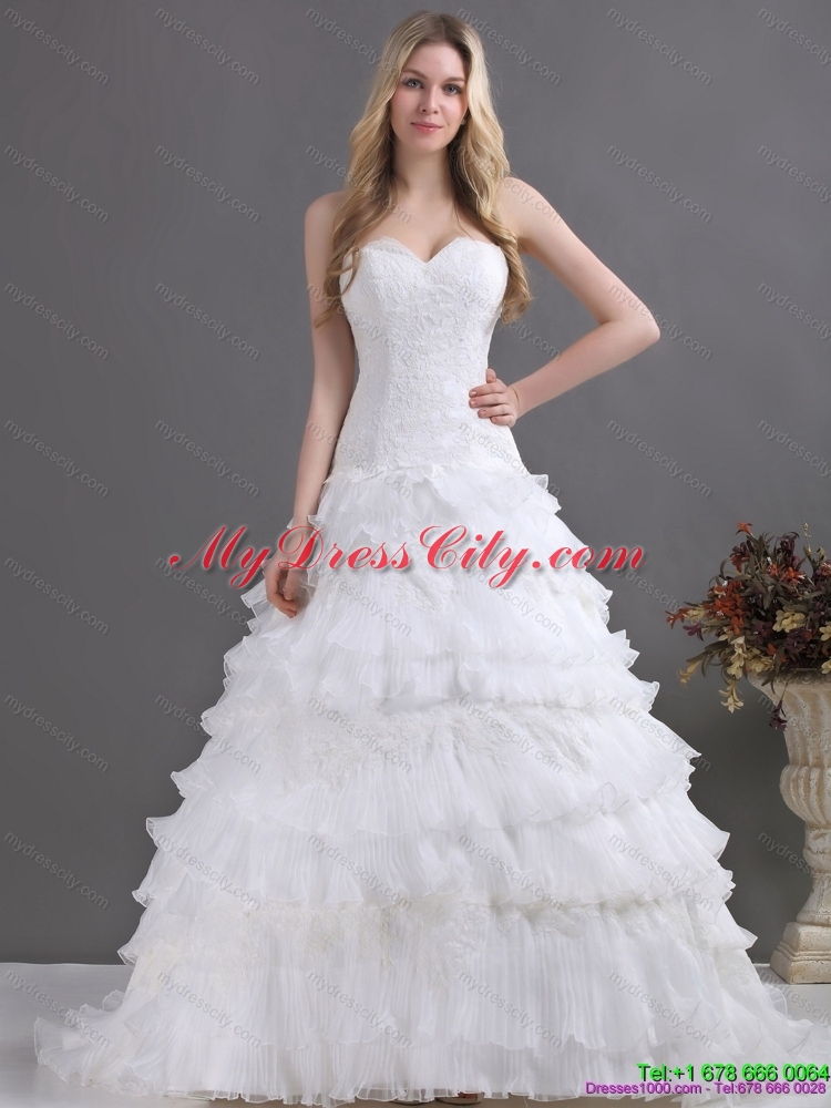 2015 Maternity Sweetheart Wedding Dress with Lace and Ruffles