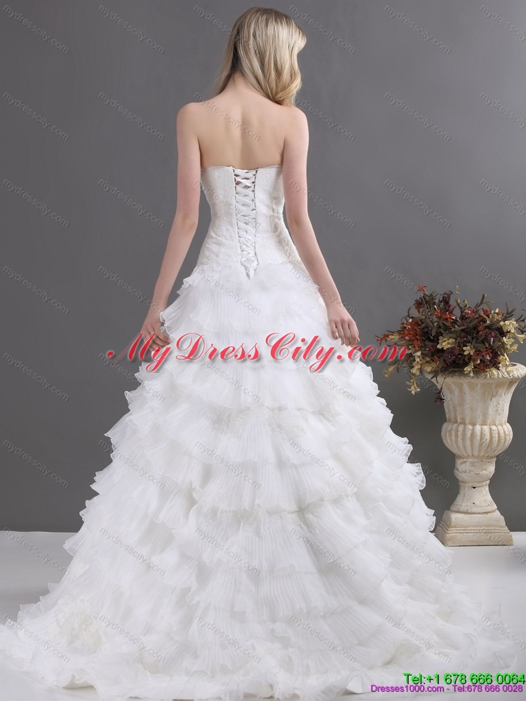 2015 Maternity Sweetheart Wedding Dress with Lace and Ruffles