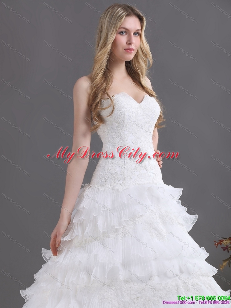 2015 Maternity Sweetheart Wedding Dress with Lace and Ruffles