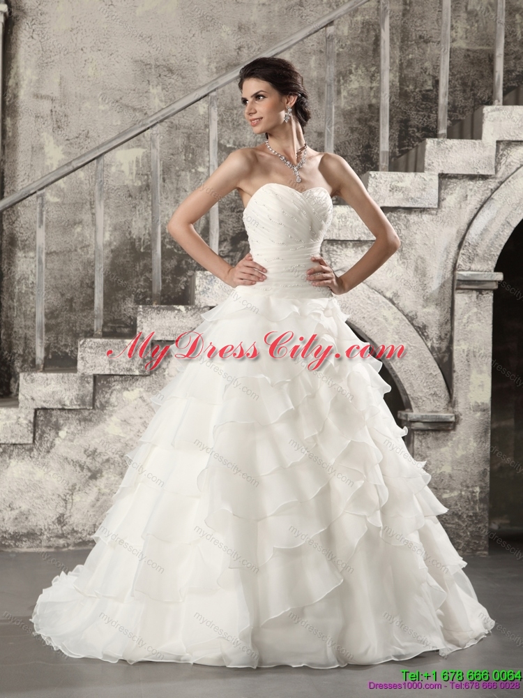 2015  Maternity Wedding Dress with Beading and Ruffled Layers