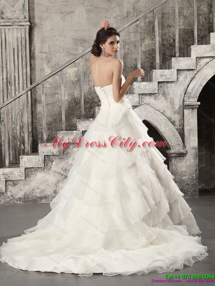 2015  Maternity Wedding Dress with Beading and Ruffled Layers