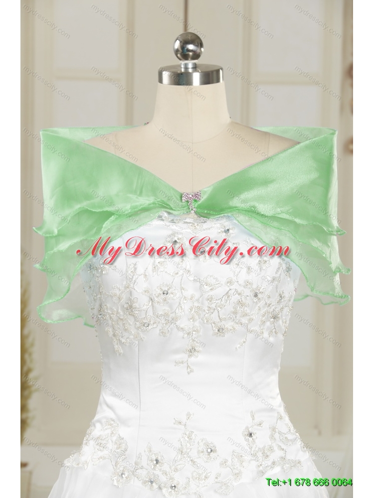 Detachable 2015 New Style Spring Green Strapless Prom Skirts with Beading and Ruffles