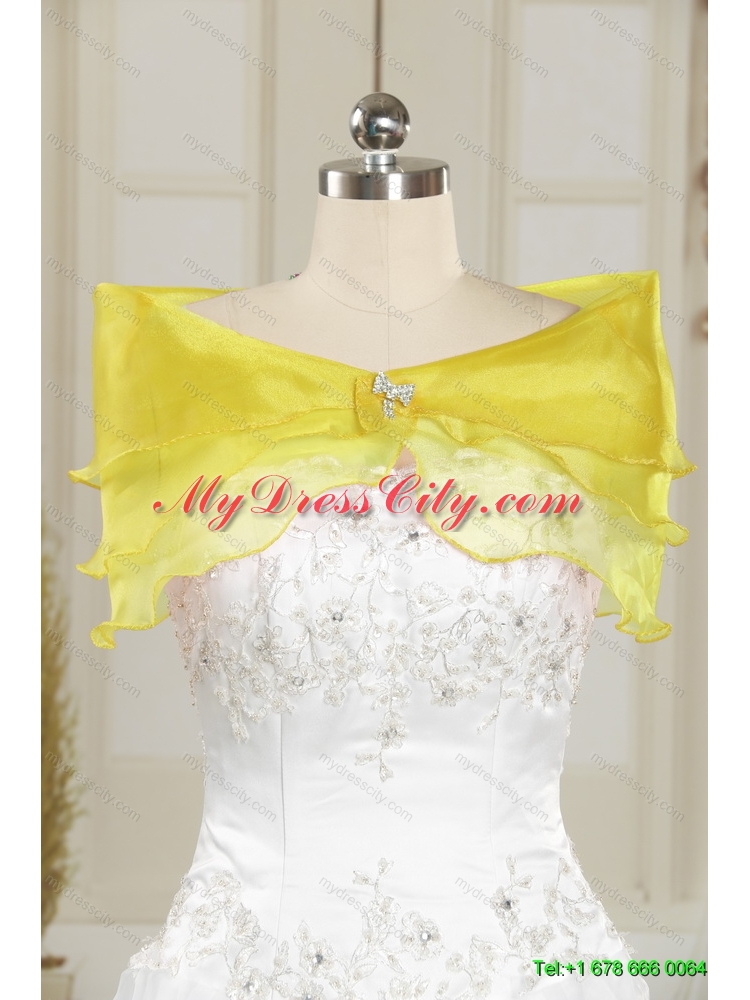 Detachable 2015 Yellow Sweetheart High Low Prom Skirts with Beading and Ruffled Layers