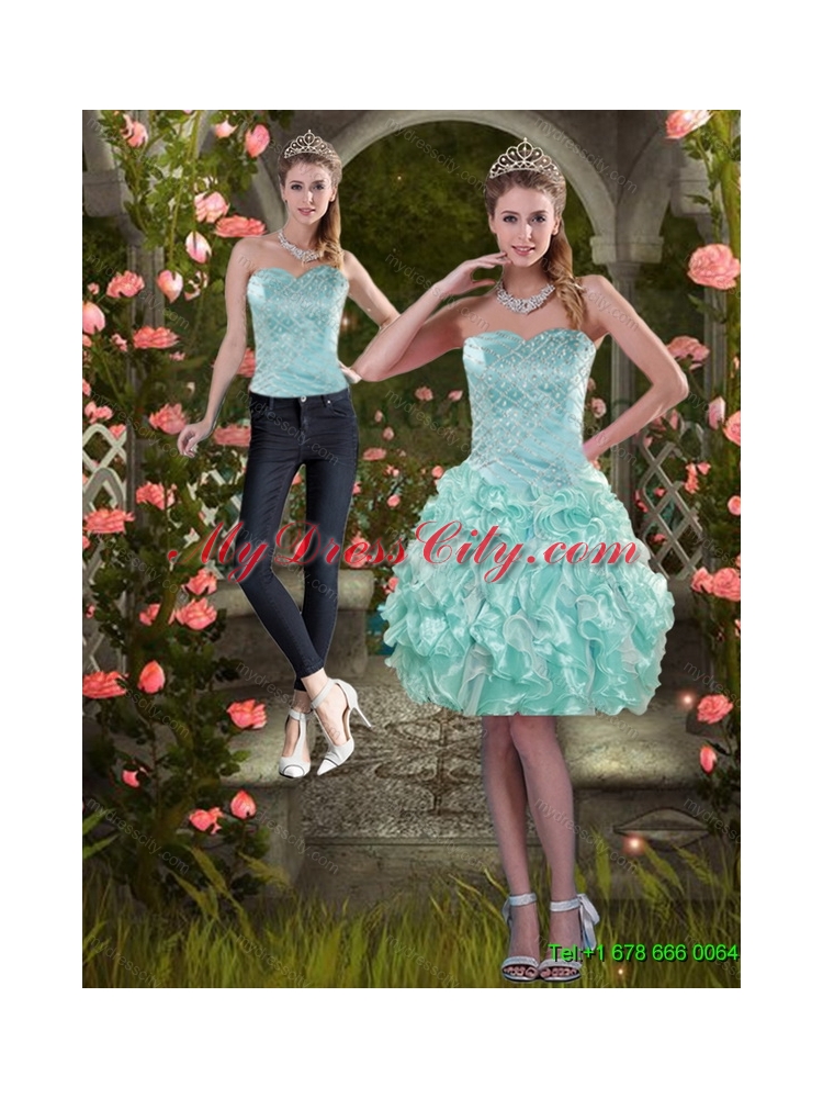 Detachable 2015 Strapless Prom Skirts with Beading and Ruffles