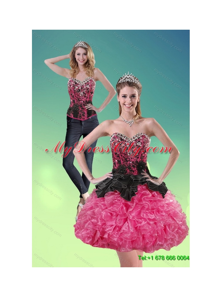 Detachable 2015 Sweetheart Multi Color Prom Skirts with Ruffles and Beading