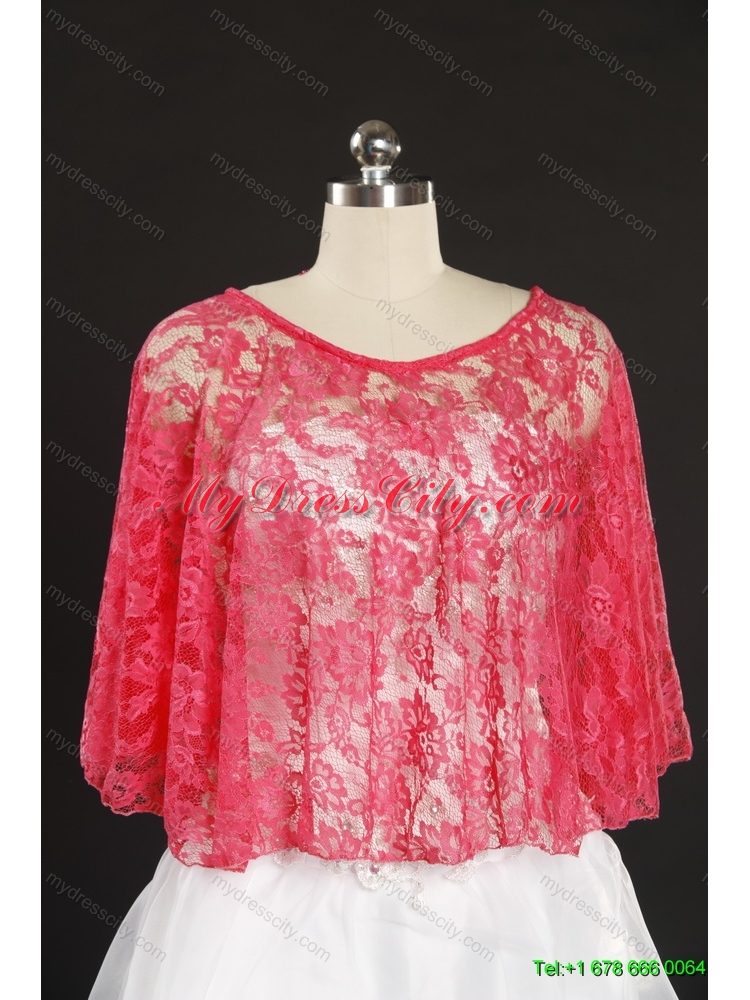 Coral Red Lace Hot Sale Wraps with Beading for 2014