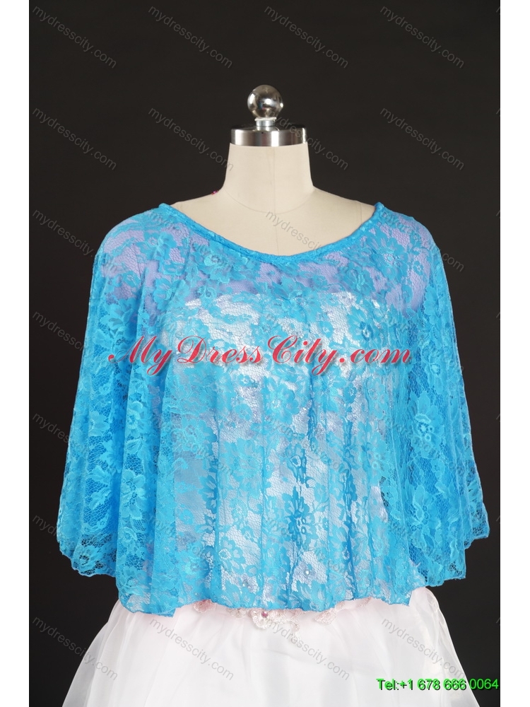 Beading Lace Hot Sale Aqua Blue Wraps for 2014