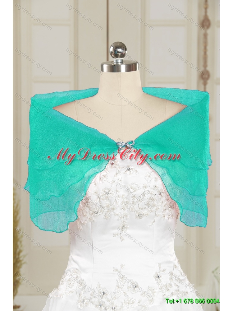 2014 Cheap Turquoise Open Front Shawls with Beading