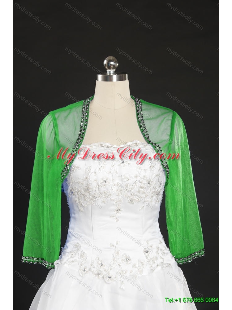 2014 Spring Long Sleeves Green Wraps with Beading