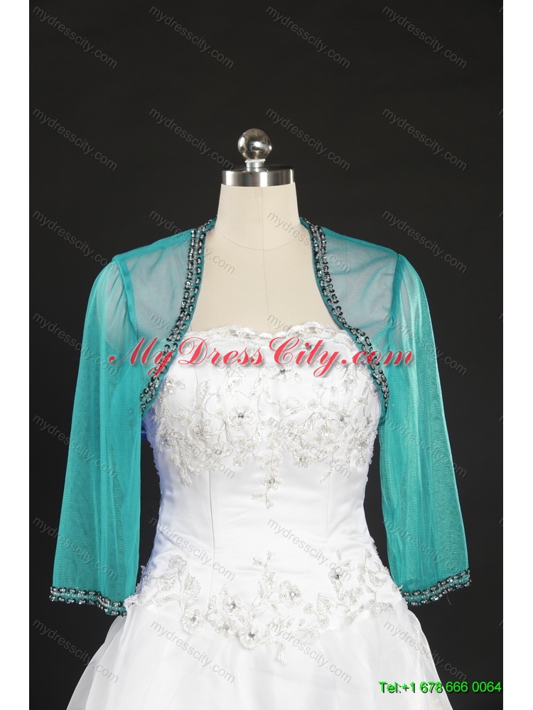 2014 Spring Long Sleeves Green Wraps with Beading