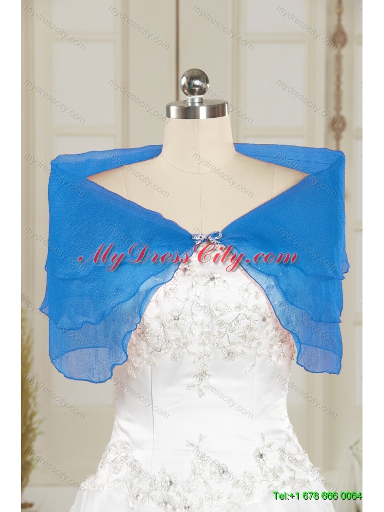 2014 Sweet Beading Open Front Shawls in Blue