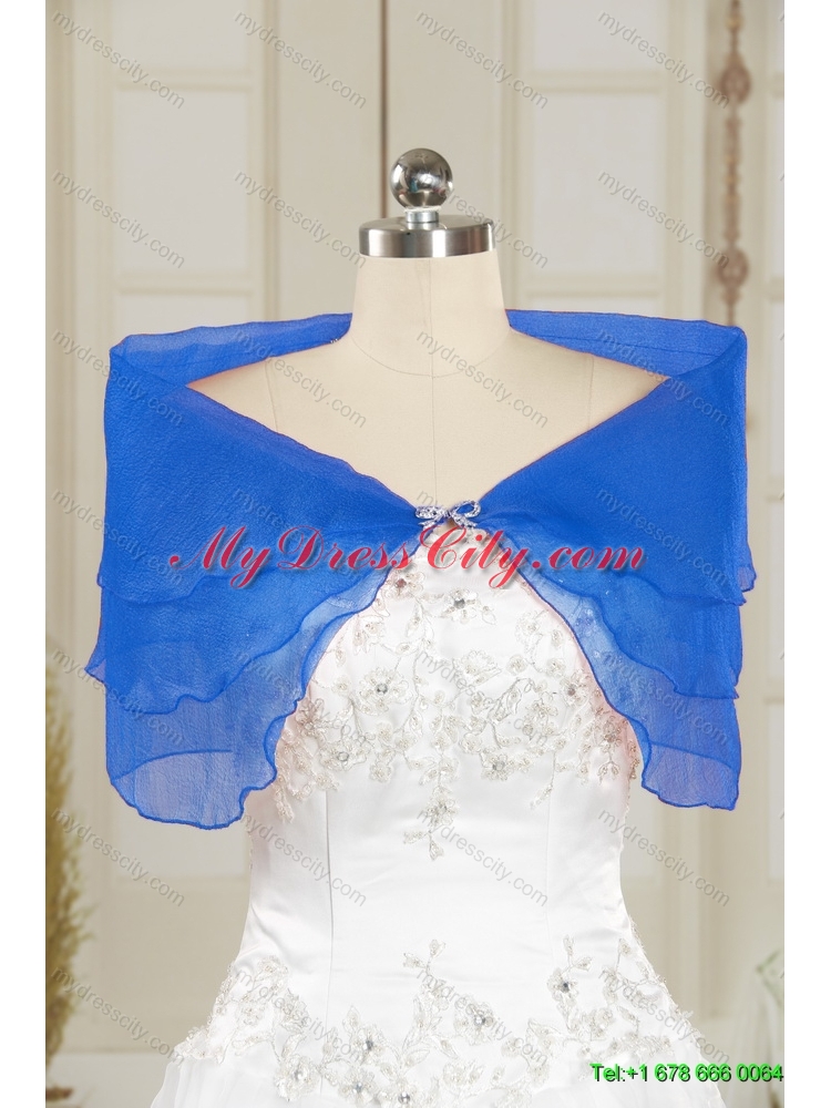 2014 Sweet Beading Open Front Shawls in Blue