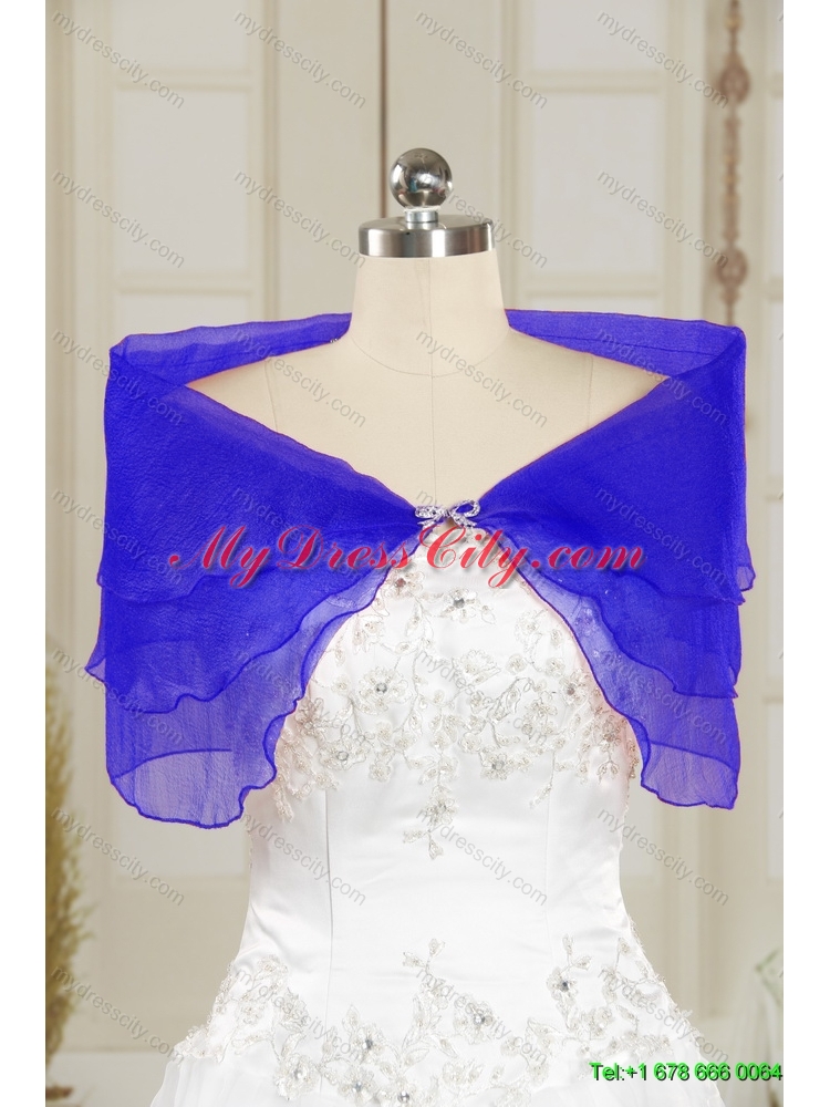 2014 Sweet Beading Open Front Shawls in Blue