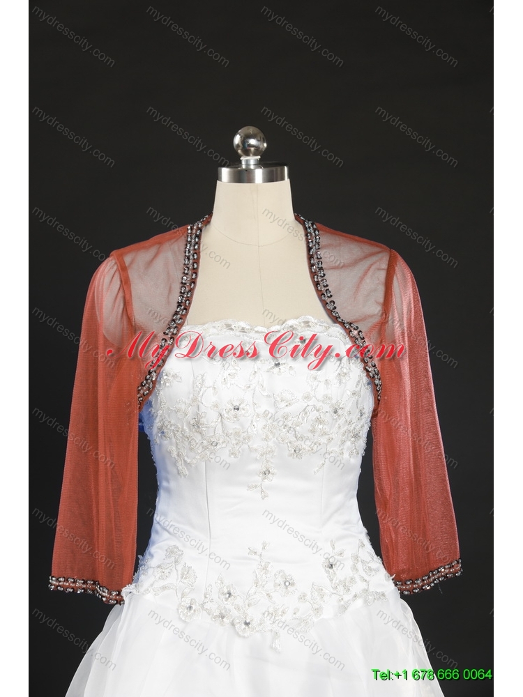 Cheap Red Long Sleeves Beading Wraps in 2014