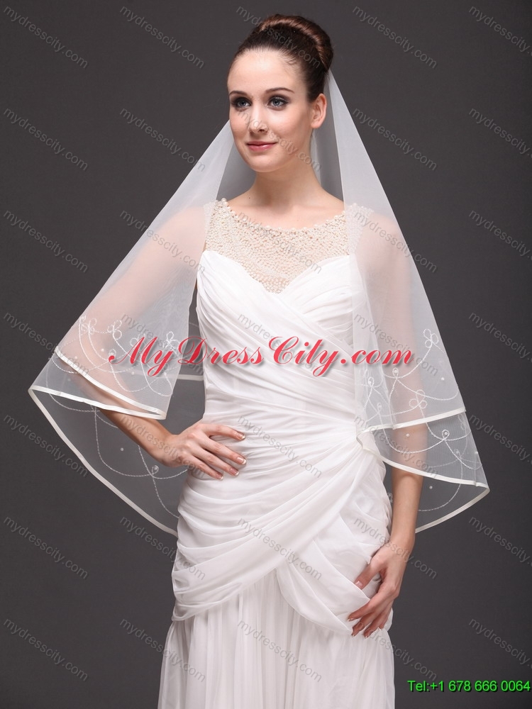 One-tier Organza With Embroidery Bridal Veil On Sale