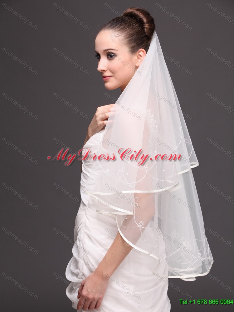 One-tier Organza With Embroidery Bridal Veil On Sale