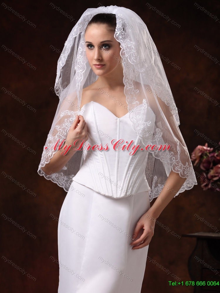 Two-tier With Embroidery Tulle Graceful Wedding Veil