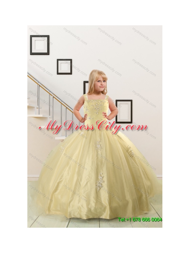 Champagne Ball Gown Quinceanera Dress and Square Knee Length Dama Dresses and Cute  Beading Little Girl Dress