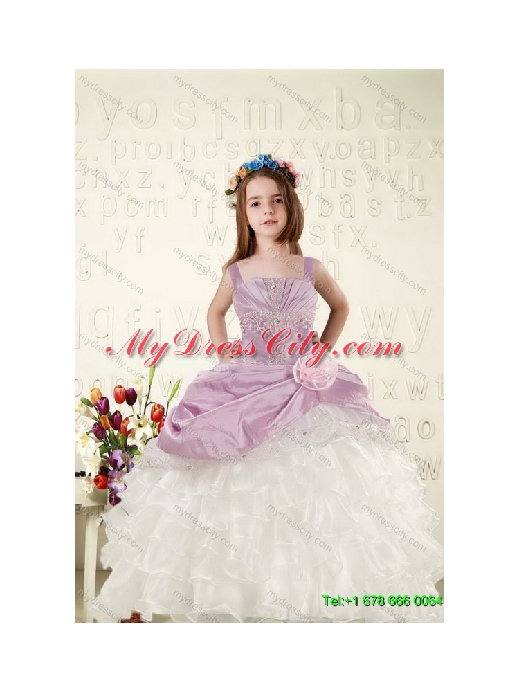 Strapless Beading Multi Color Quinceanera Dress and Ruching Short Prom Dresses and Beading Multi Color Little Girl Dress