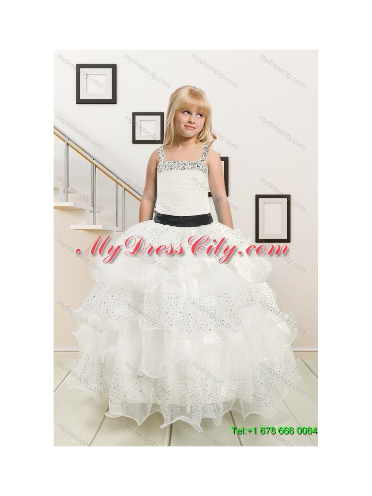 White Strapless Beading Quinceanera Dress and Baby Pink Short Beading Prom Dresses and  Affordable Little Girl Pageant Dress with Beading and Ruffles