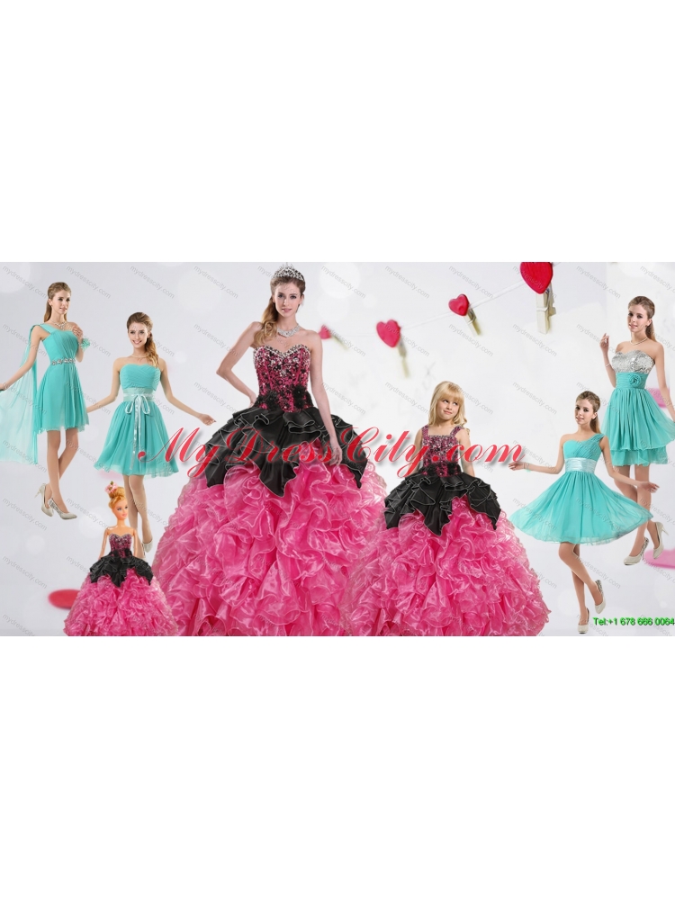 2015 Elegant Sweetheart Multi Color Quinceanera Gown and Ruching Short Prom Dresses and Multi Color Straps Little Girl Dress