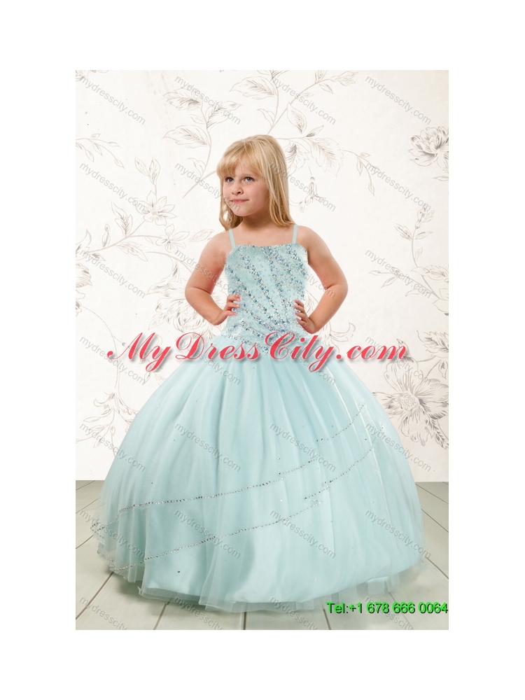 Apple Green Sweetheart Beading Quinceanera Dress and Pretty Ruching Knee Length Prom Dresses and Spaghetti Straps Beading Little Girl Dress