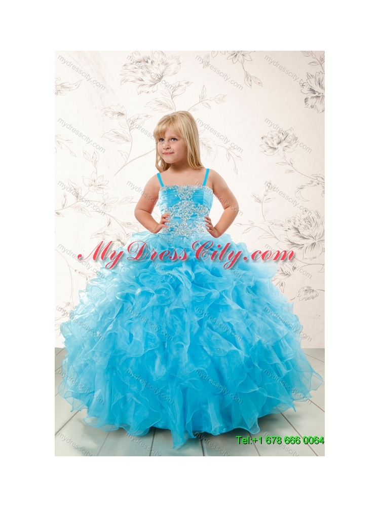 Baby Blue Ball Gown Ruffles Quinceanera Dress and Lilac Short Dama Dresses and Applique and Ruffles Little Girl Dress