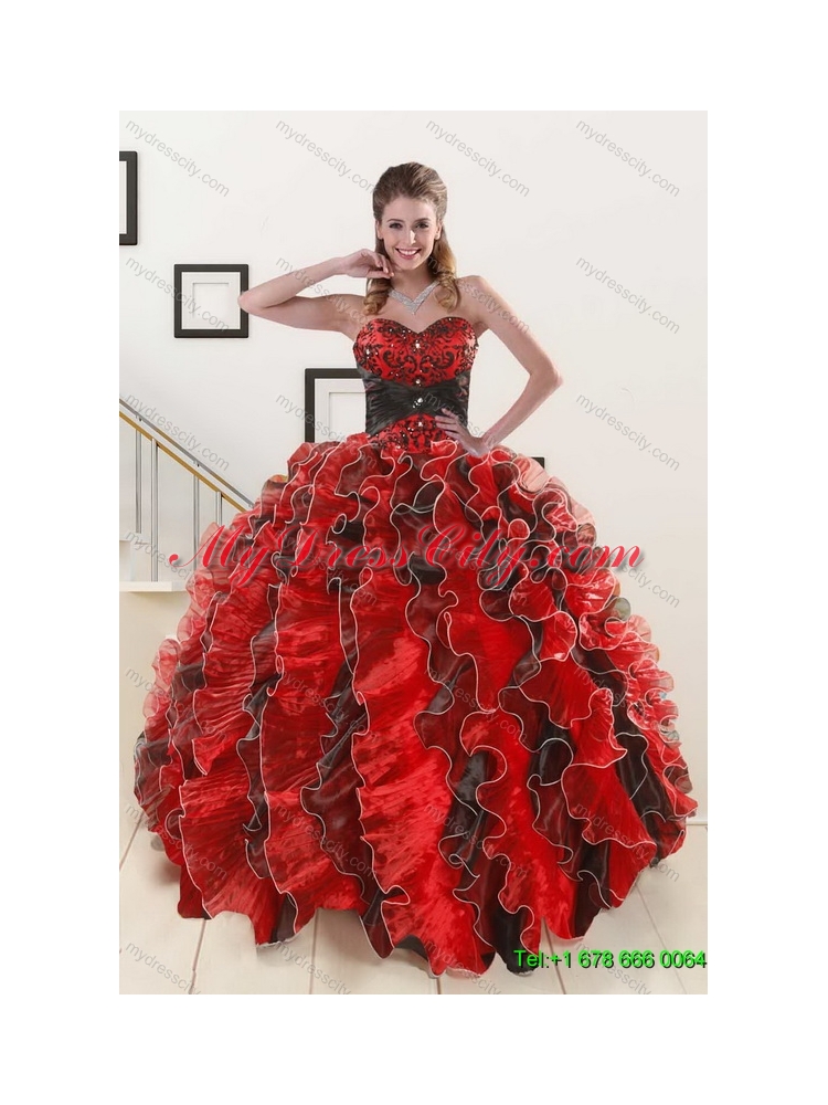 Beading Multi Color Sweetheart Quinceanera Gown and Apple Green Short Prom Dresses and  Straps Ruffles Little Girl Dress