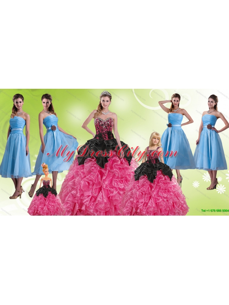 Multi Color Sweetheart Quinceanera Gown and Strapless Hand Made Flower Prom Dresses and   Ruffles and Beading Little Girl Dress