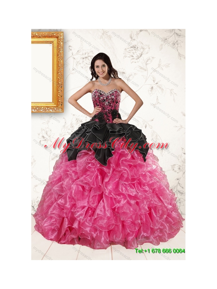 Multi Color Sweetheart Quinceanera Gown and Strapless Hand Made Flower Prom Dresses and   Ruffles and Beading Little Girl Dress