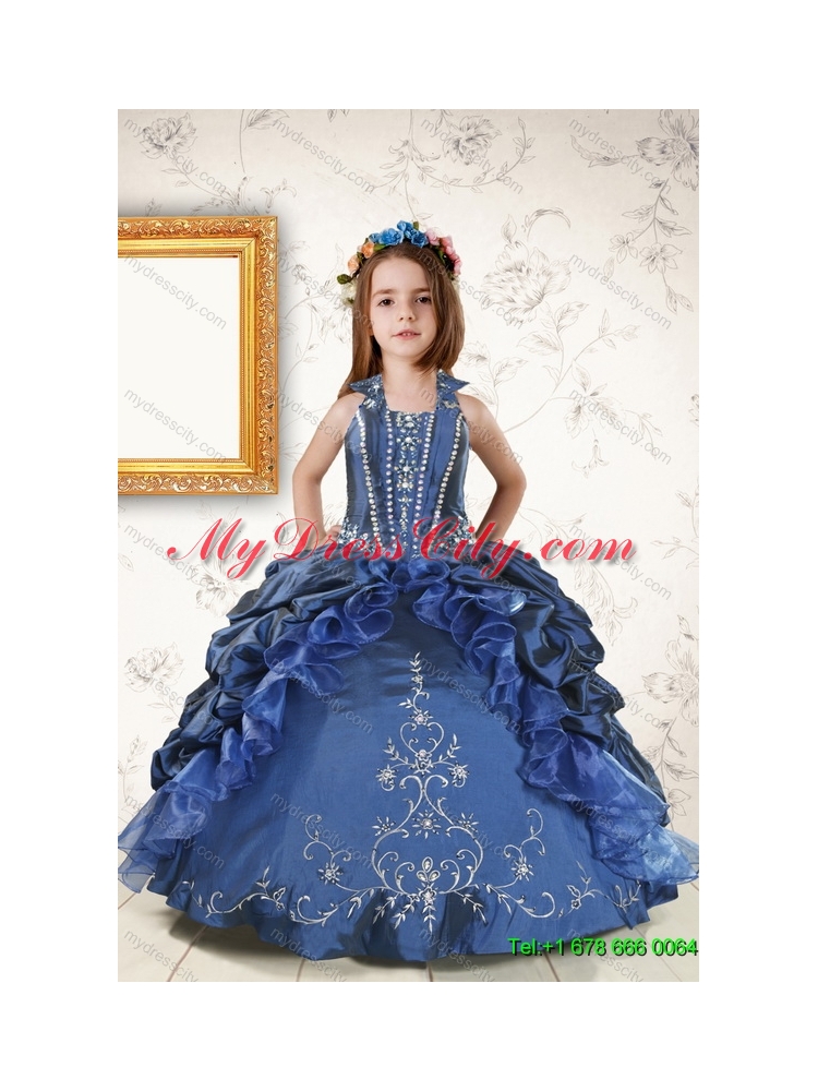 Elegant Ruffles and Embroidery Quinceanera Gown and Watermelon Long Prom Dresses and Embroidery Little Girl Dress