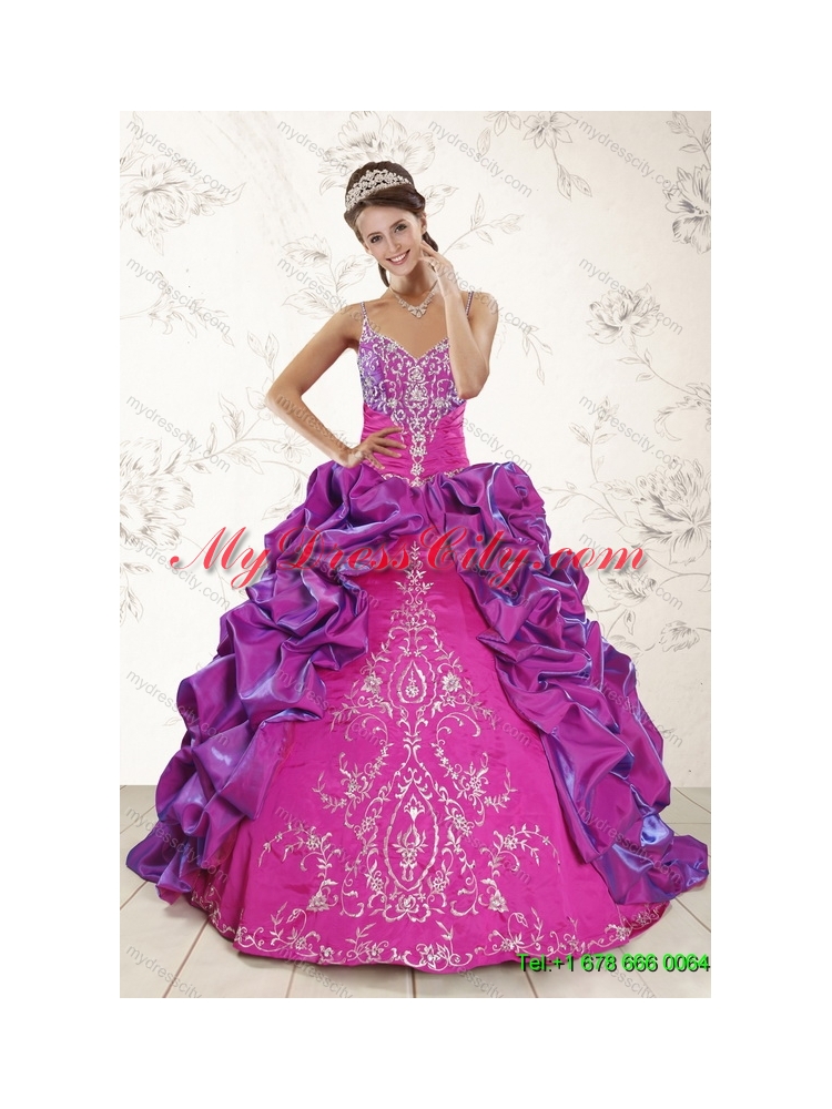 Multi Color Spaghetti Straps Ruffles Quinceanera Dress and Square Knee Length Dama Dresses and Beautiful Ball Gown Little Girl Dress