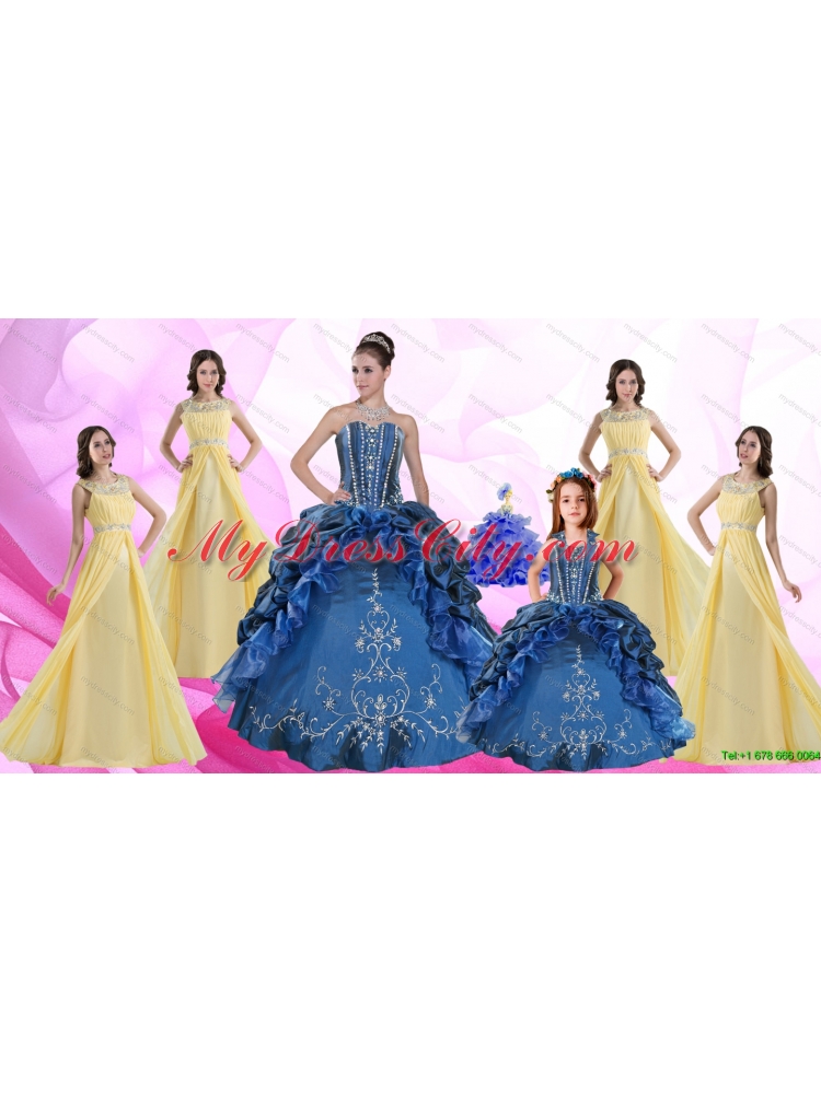 Ruffles and Beading Sweetheart Quinceanera Dress and Beading Long Dama Dresses and Halter Top Embroidery Little Girl Dress