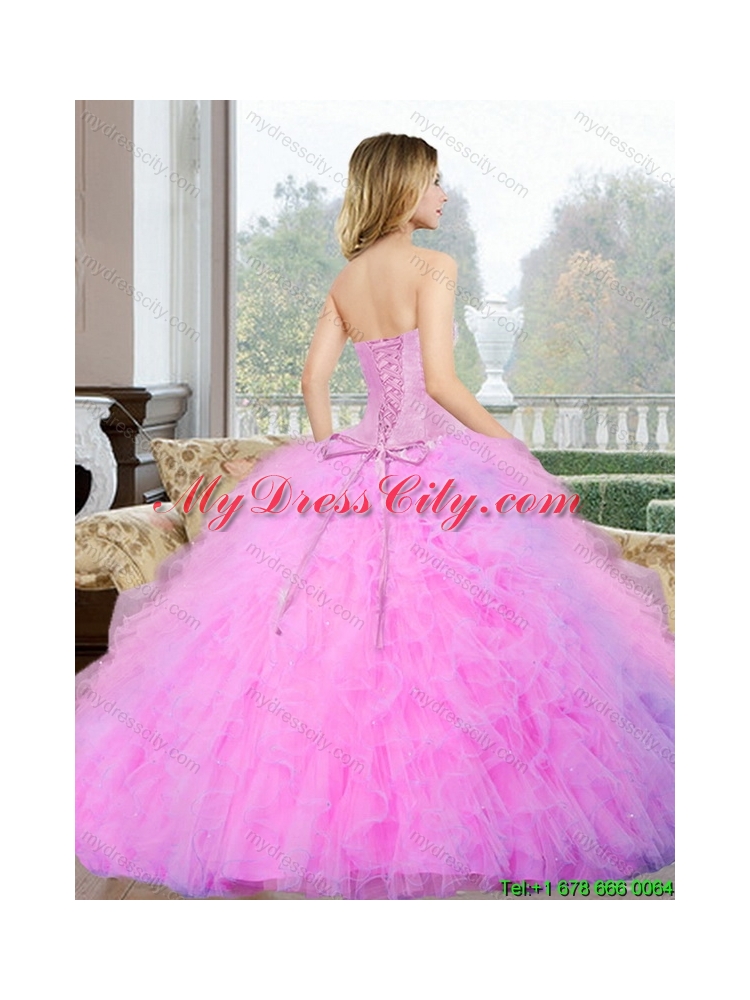 2015 Best Beading and Ruffles Sweetheart Quinceanera Dresses