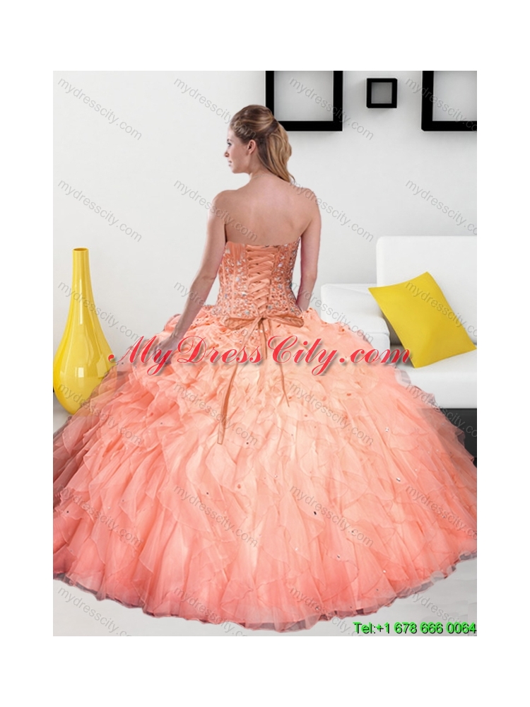 2015 Best Beading and Ruffles Sweetheart Quinceanera Dresses